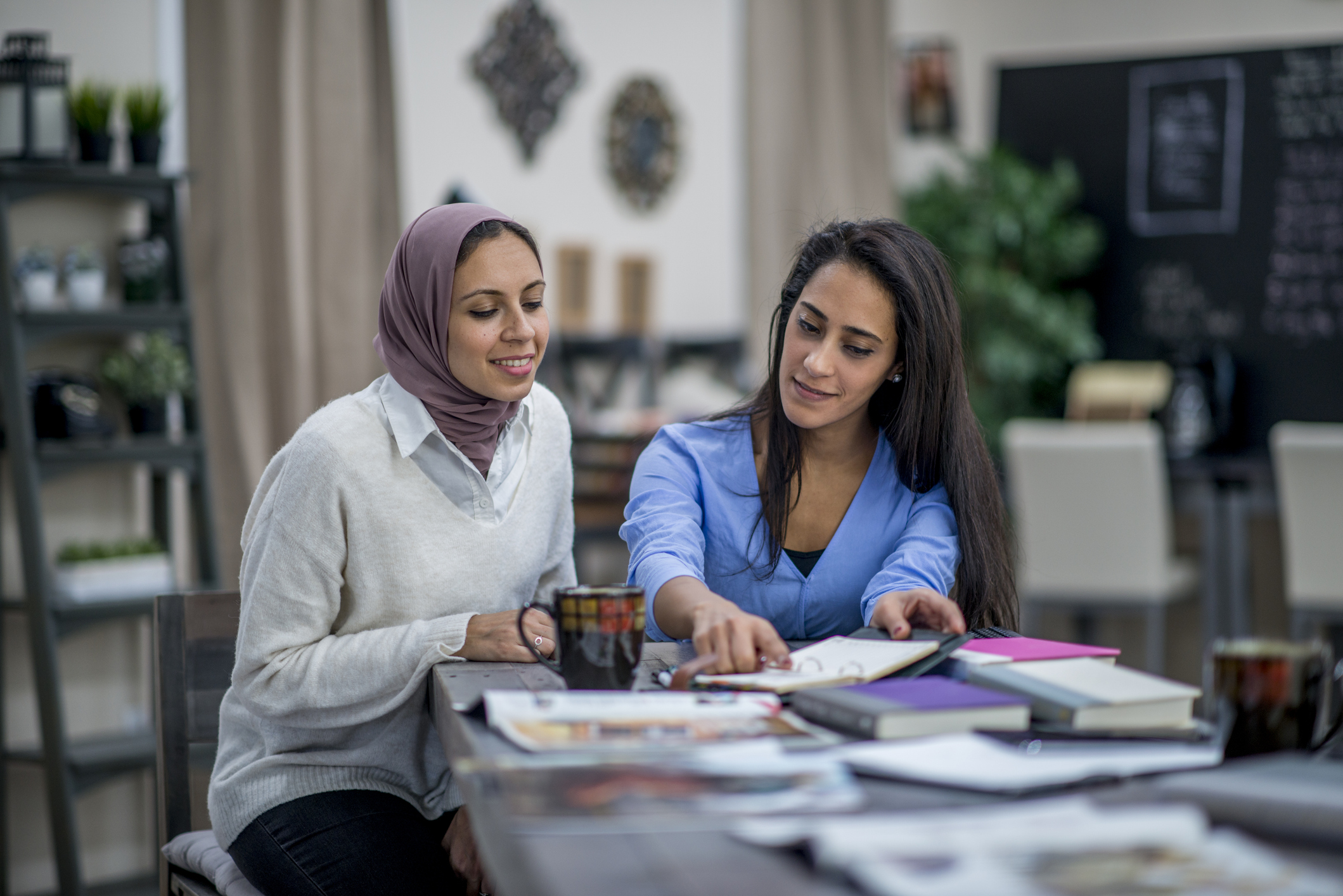 Two women at a table